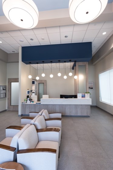 The lobby seating area